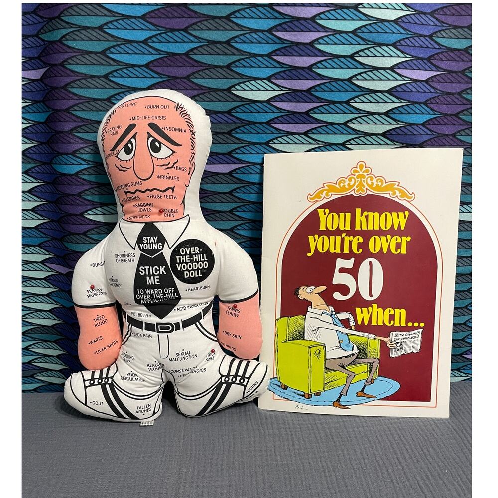 Over The Hill Voodoo Doll Birthday Adult Senior Gag Gift VTG 1987 & Book